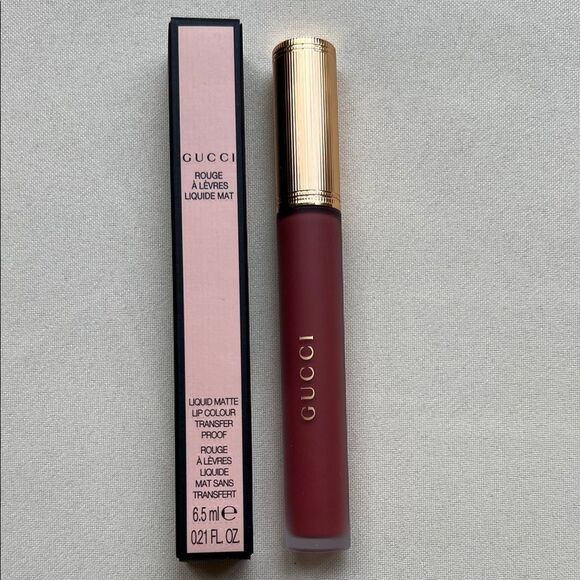 Gucci Rouge Liquid Matte Lip Color Transfer Proof 203 Mildred Rosewood - Picture 3 of 12